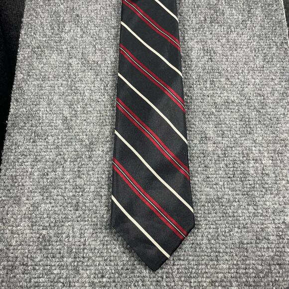 Christian Dior Tie Black/Red/White Jacquard Striped 3" X 58" All Silk Designer - Picture 1 of 7